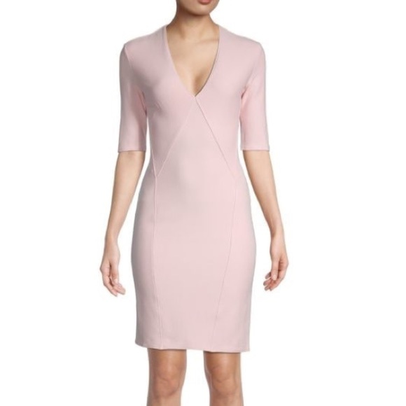 Helmut Lang Pink Bodycon Dress Back Shoulder Cut Outs Stretch Knit Sz S - Picture 13 of 13